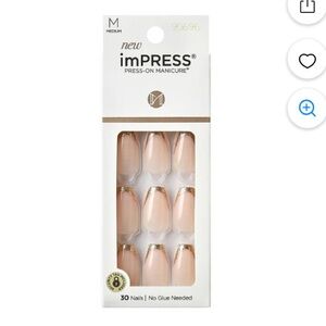 KISS imPRESS 'Playback' Press-On Nails, Gold, Medium Length, Coffin Shape